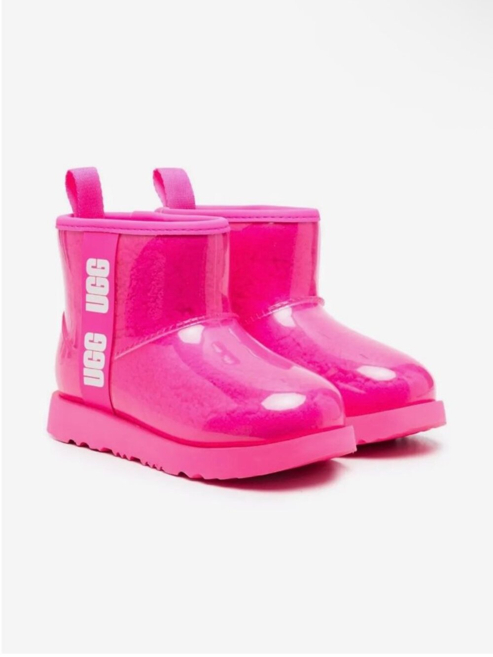 UGG Kids Classic Mini II shearling pink rain boots. Size 4 Big Girl.